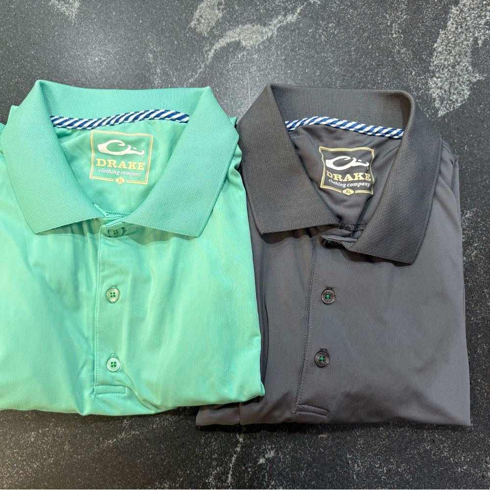 Drake Men's Polo Shirts - Mint Green and Charcoal